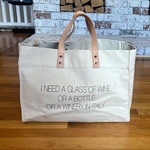 Cream and Tan Tote Bag with Elegant Design